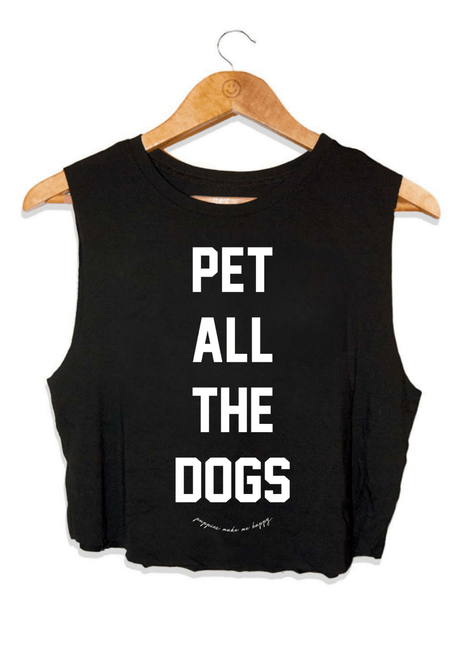 Pet All The Dogs Womens Crop Tank | Puppies Soft Made in USA Dog Lover Gift