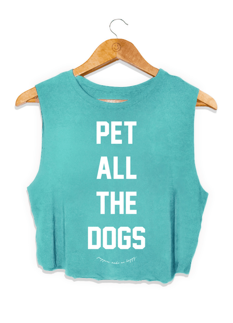 Pet All The Dogs Womens Crop Tank | Puppies Soft Made in USA Dog Lover Gift