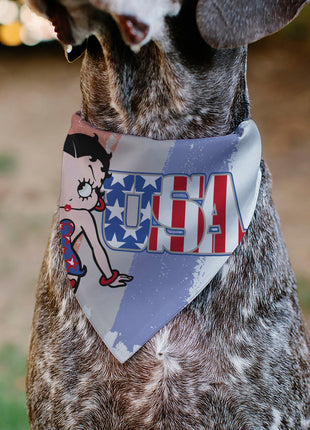 Pet Bandana - Betty Boop USA Stars and Stripes Pose White/Red/Blue