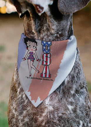 Pet Bandana - Betty Boop USA Stars and Stripes Pose White/Red/Blue