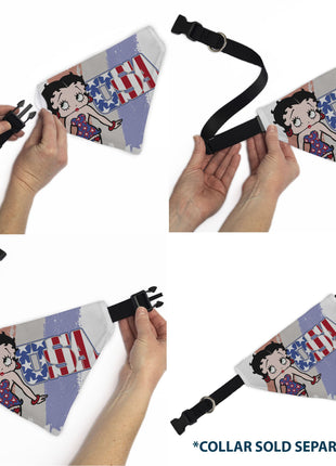 Pet Bandana - Betty Boop USA Stars and Stripes Pose White/Red/Blue