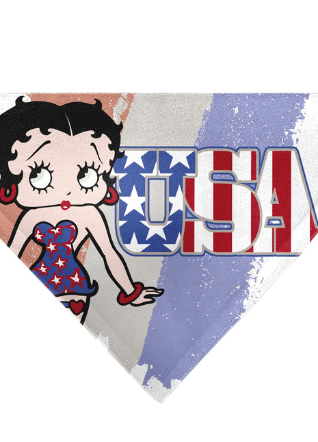 Pet Bandana - Betty Boop USA Stars and Stripes Pose White/Red/Blue