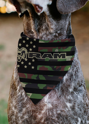 Pet Bandana - RAM Americana Stars and Stripes Black/Camo Olive