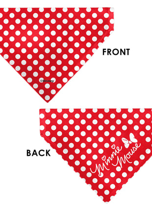 Pet Bandana - MINNIE MOUSE Autograph Script Polka Dot Red/White