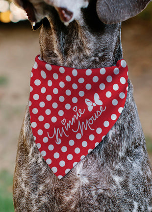 Pet Bandana - MINNIE MOUSE Autograph Script Polka Dot Red/White