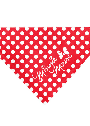Pet Bandana - MINNIE MOUSE Autograph Script Polka Dot Red/White