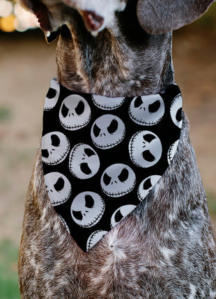 Pet Bandana - The Nightmare Before Christmas Jack Expressions Scattered Black/White
