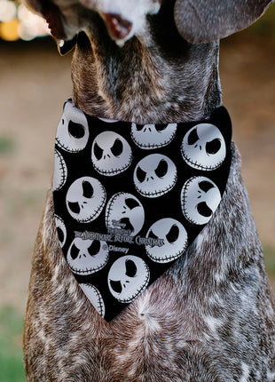 Pet Bandana - The Nightmare Before Christmas Jack Expressions Scattered Black/White