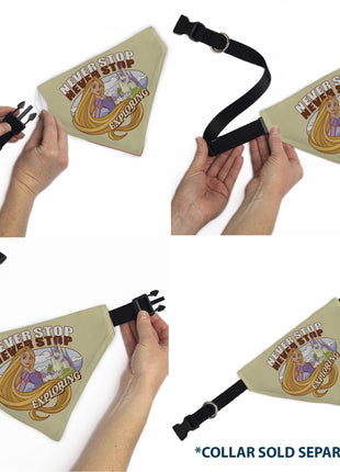 Pet Bandana - Rapunzel NEVER STOP EXPLORING Castle Pose Beige/Red/White