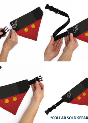 Pet Bandana - Mickey Mouse Buttons Black/Red