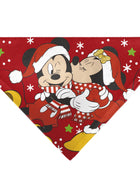 Pet Bandana - Holiday Mickey and Minnie Santa Hat Kissing Pose Red