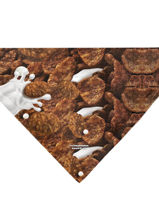 Pet Bandana - COCOA PEBBLES Fred Flintstone and Barney Rubble Cereal Box Print and Vivid Cereal Brown