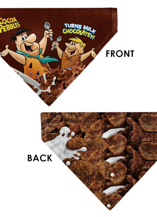 Pet Bandana - COCOA PEBBLES Fred Flintstone and Barney Rubble Cereal Box Print and Vivid Cereal Brown