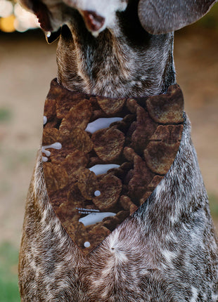 Pet Bandana - COCOA PEBBLES Fred Flintstone and Barney Rubble Cereal Box Print and Vivid Cereal Brown