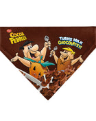 Pet Bandana - COCOA PEBBLES Fred Flintstone and Barney Rubble Cereal Box Print and Vivid Cereal Brown