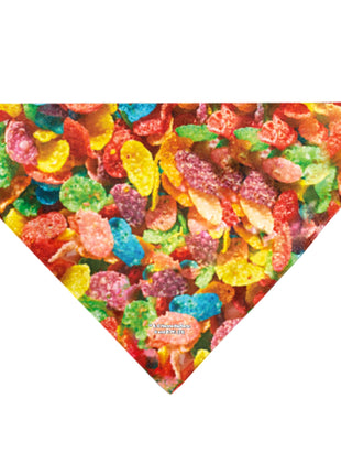 Pet Bandana - FRUITY PEBBLES Fred Flintstone and Barney Rubble Cereal Box Print and Vivid Cereal Multi Color