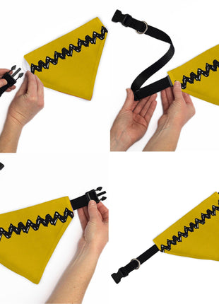 Pet Bandana - Peanuts Charlie Brown Zig Zag Stripe Yellow/Black