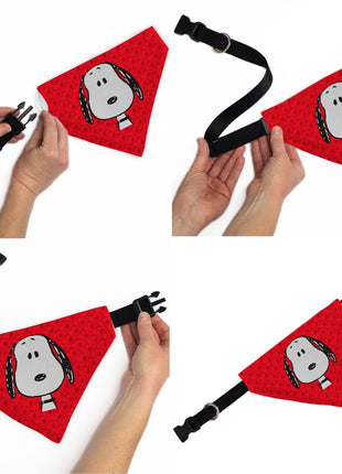 Pet Bandana - Peanuts Snoopy Face and Profile Pose Reds