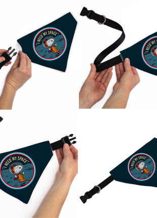Pet Bandana - Peanuts Astronaut Snoopy I NEED MY SPACE Pose Blue