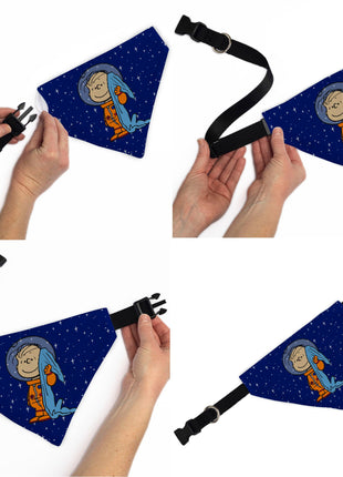 Pet Bandana - Peanuts Astronaut Linus Security Blanket Space Pose Blue