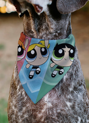 Pet Bandana - The Powerpuff Girls Flight Pose Pinks/Blues/Greens