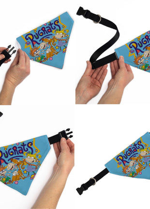 Pet Bandana - RUGRATS Four Character Group Pose and Title Logo Light Blue