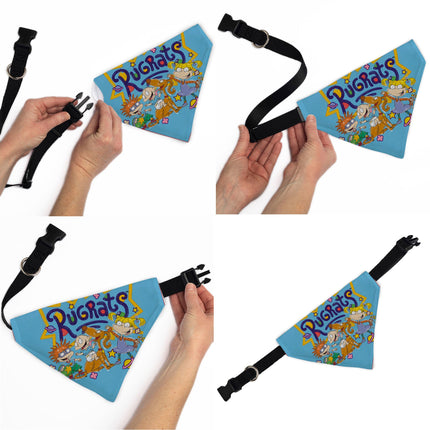 Pet Bandana - RUGRATS Four Character Group Pose and Title Logo Light Blue