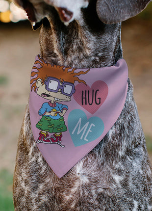 Pet Bandana - Rugrats Chuckie HUG ME Hearts Pose Pink