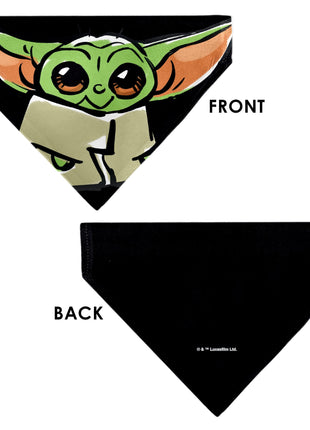 Pet Bandana - Star Wars Grogu Baby Yoda Smiling Impression Painting Black