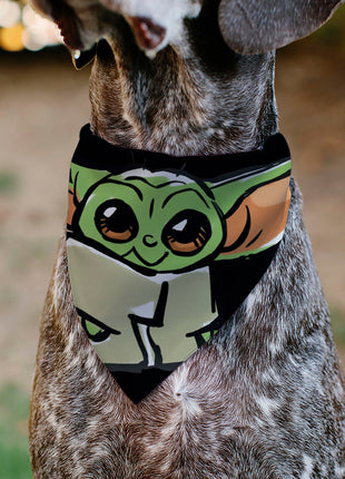 Pet Bandana - Star Wars Grogu Baby Yoda Smiling Impression Painting Black