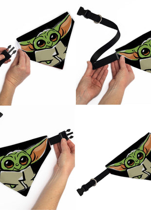 Pet Bandana - Star Wars Grogu Baby Yoda Smiling Impression Painting Black