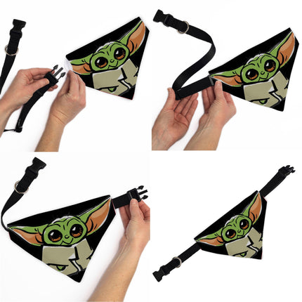 Pet Bandana - Star Wars Grogu Baby Yoda Smiling Impression Painting Black