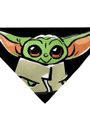 Pet Bandana - Star Wars Grogu Baby Yoda Smiling Impression Painting Black