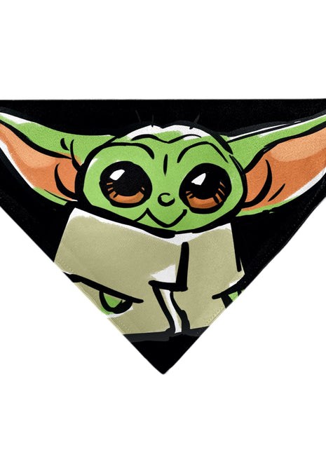 Pet Bandana - Star Wars Grogu Baby Yoda Smiling Impression Painting Black
