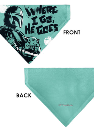 Pet Bandana - Star Wars The Madalorian and Grogu WHERE HE GOES I GO Pose Blue/Black