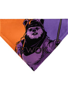 Pet Bandana - Star Wars EWOK Text and Wicket Pop Art Pose Orange/Purples/Black