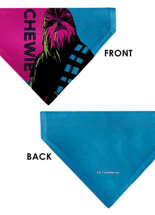 Pet Bandana - Star Wars CHEWIE Text and Chewbacca Pop Art Pose Red/Blue/Black