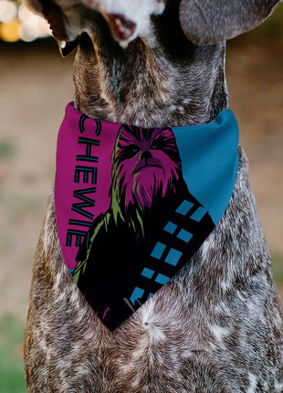 Pet Bandana - Star Wars CHEWIE Text and Chewbacca Pop Art Pose Red/Blue/Black