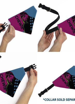 Pet Bandana - Star Wars CHEWIE Text and Chewbacca Pop Art Pose Red/Blue/Black