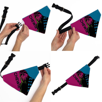 Pet Bandana - Star Wars CHEWIE Text and Chewbacca Pop Art Pose Red/Blue/Black