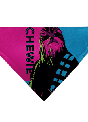 Pet Bandana - Star Wars CHEWIE Text and Chewbacca Pop Art Pose Red/Blue/Black