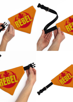Pet Bandana - Star Wars REBEL Text and Rebel Alliance Insignia Orange/Red/Yellow