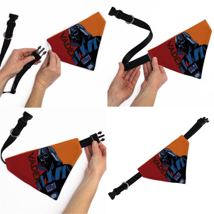 Pet Bandana - Star Wars VADER Text and Pop Art Pose Red/Orange/Black