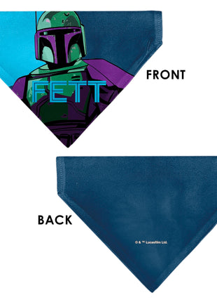 Pet Bandana - Star Wars FETT Text and Boba Fett Pop Art Pose Blues