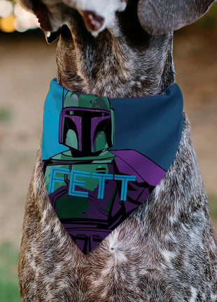 Pet Bandana - Star Wars FETT Text and Boba Fett Pop Art Pose Blues