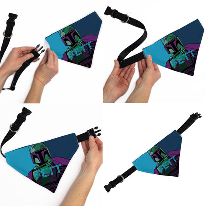 Pet Bandana - Star Wars FETT Text and Boba Fett Pop Art Pose Blues