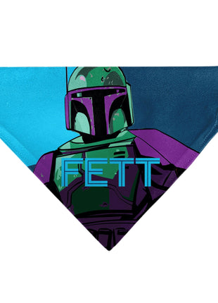 Pet Bandana - Star Wars FETT Text and Boba Fett Pop Art Pose Blues