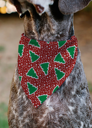 Pet Bandana - Christmas Trees/Stars Red/White/Green