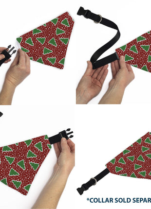 Pet Bandana - Christmas Trees/Stars Red/White/Green