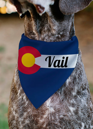 Pet Bandana - Colorado VAIL Flag Blue/White/Red/Yellow